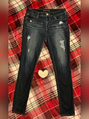 Express Awesome Dark Wash Mid Rise Skinny Jeans